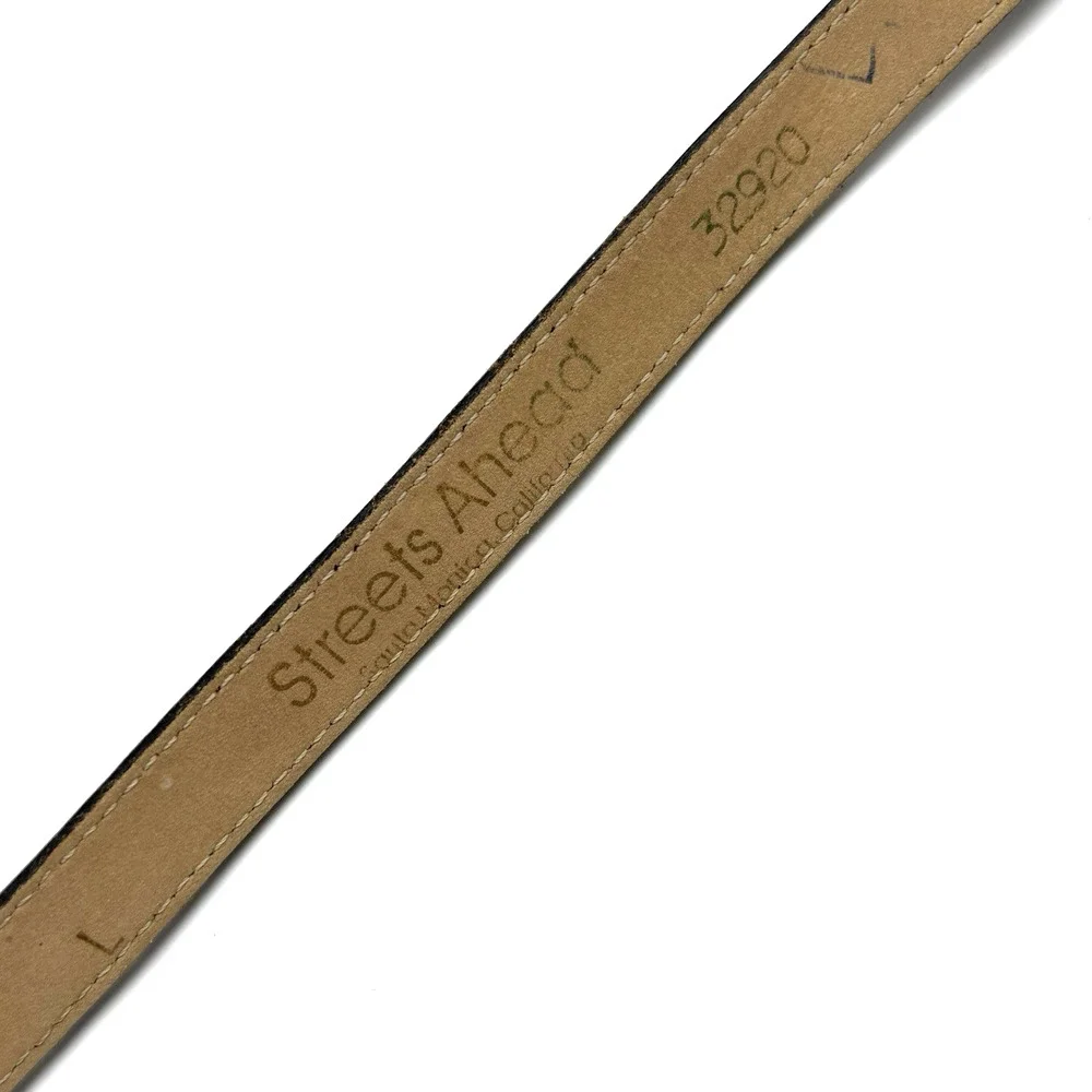 1980s Streets Ahead 32920 Brown Croc Emboss Leather Horsehead Skinny Belt L 34